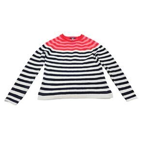 Joules Nautical Striped Knit Sweater Navy Red Cream Womens US 4